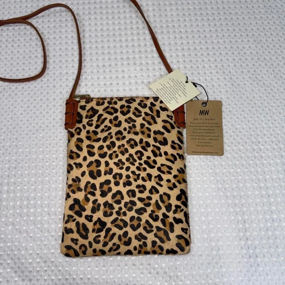 Most Wanted Crossbody Bag Women OS Tan NEW Cheetah Leather Calf Hair Animal